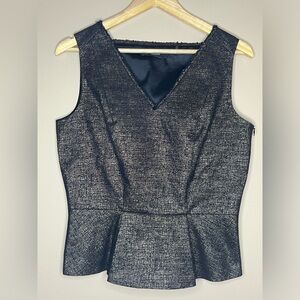 Tahari Vest Gold Black, Sleeveless V-neck Side Zipper size Medium